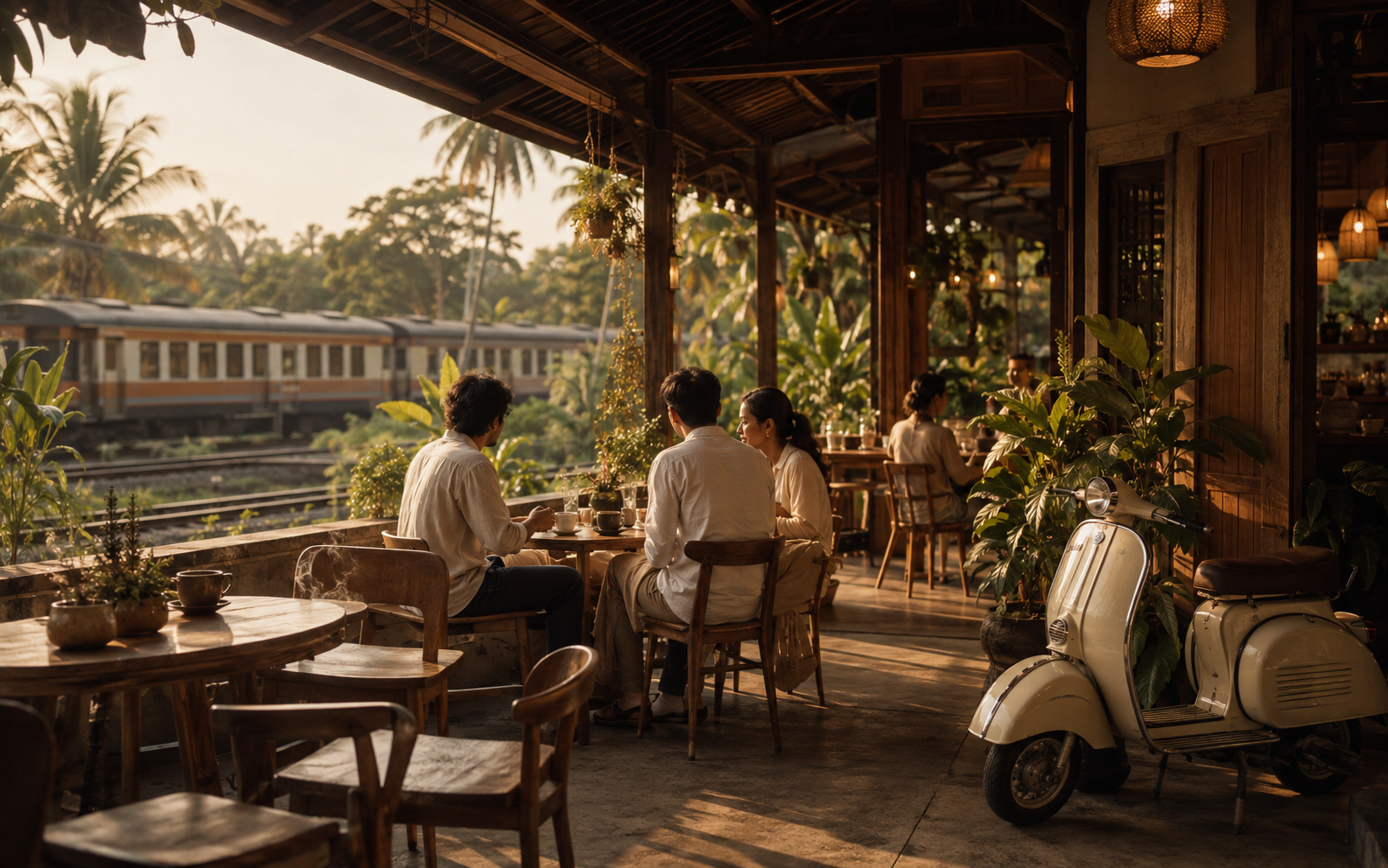 Suasana tenang kedai kopi Peron Senja